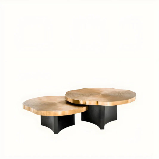 Table basse en laiton dorée (lot de 2)
