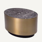 Table d'appoint ovale dorée en marbre gris
