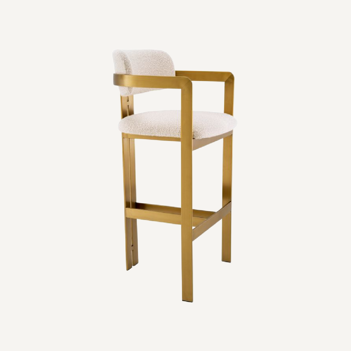 Chaise de bar dorée bouclé crème