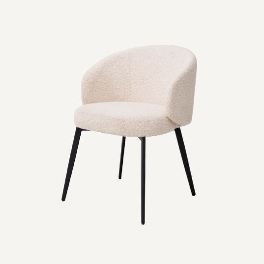 Chaise de salle à manger avec accoudoirs bouclé crème (lot de 2)