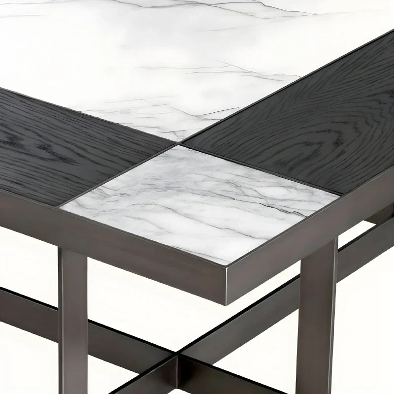 Table basse en chêne mocha et marbre blanc