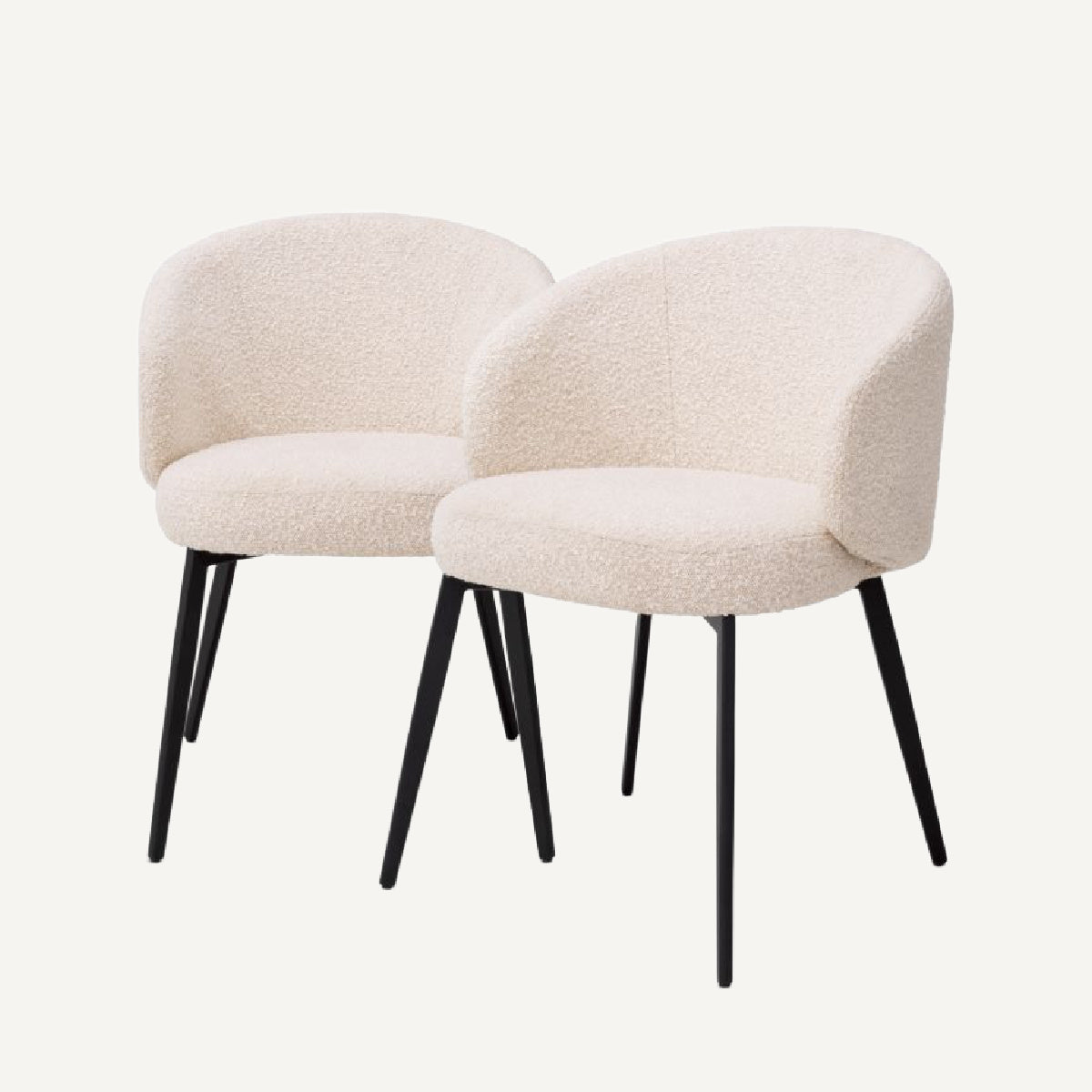 Chaise de salle à manger avec accoudoirs bouclé crème (lot de 2)