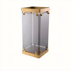 Brass and Smoked Glass Umbrella Stand Holder