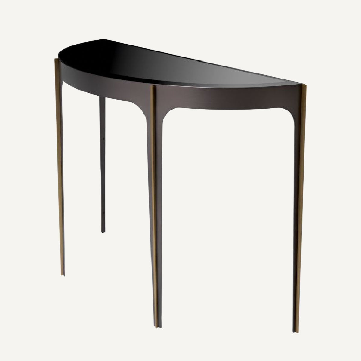 Console en bronze et verre noir