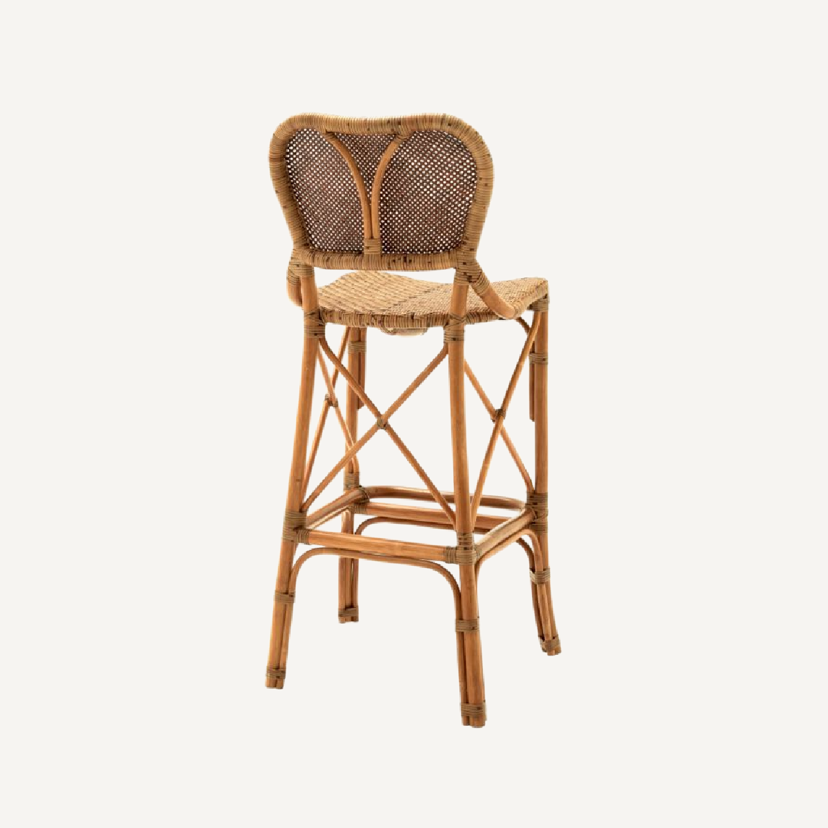 Chaise de comptoir marron en rotin
