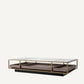 Table basse en verre et en bois marron