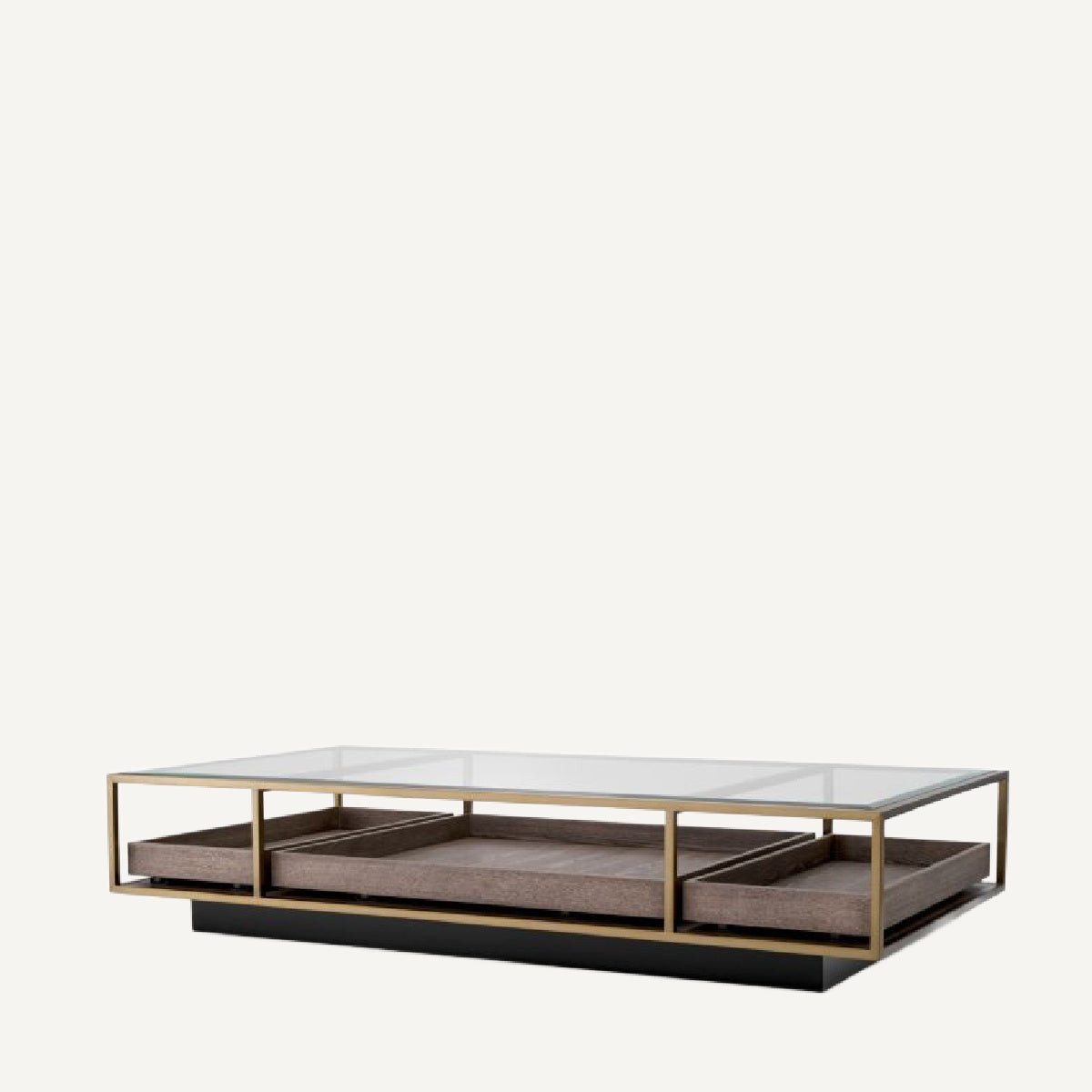 Table basse en verre et en bois marron