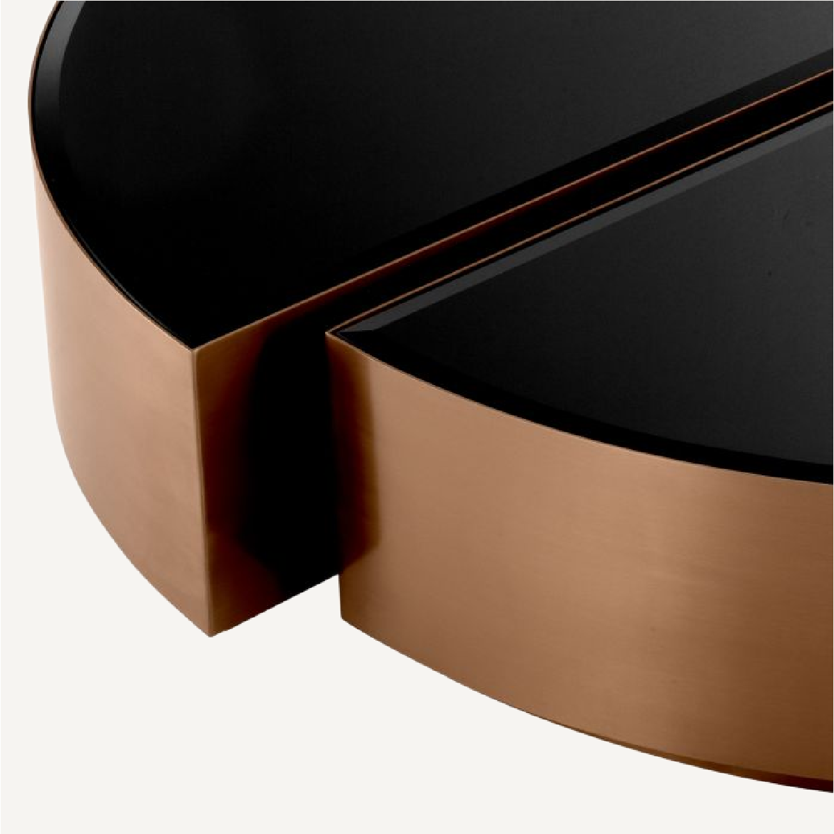 Table basse cuivrée en verre noir (lot de 2)