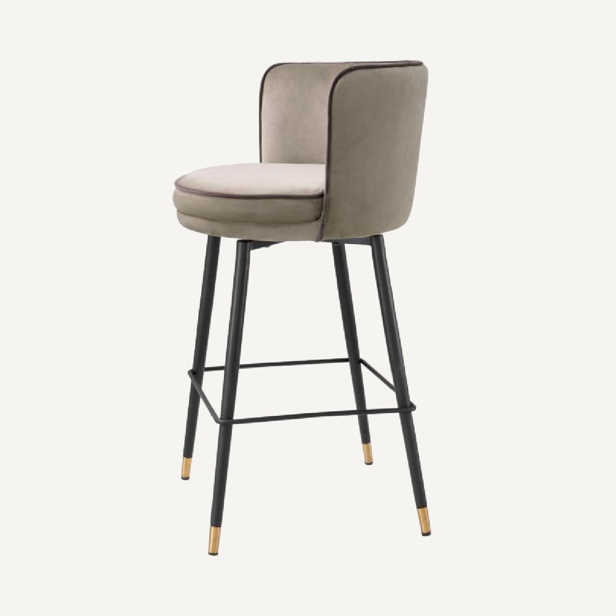 Chaise de comptoir en velours greige