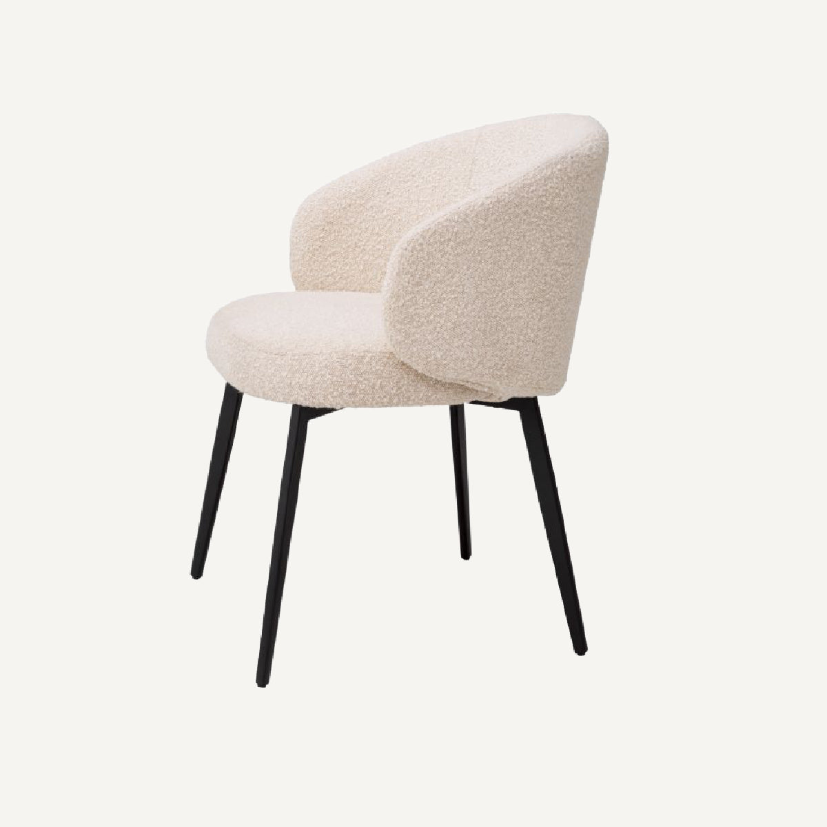 Chaise de salle à manger avec accoudoirs bouclé crème (lot de 2)