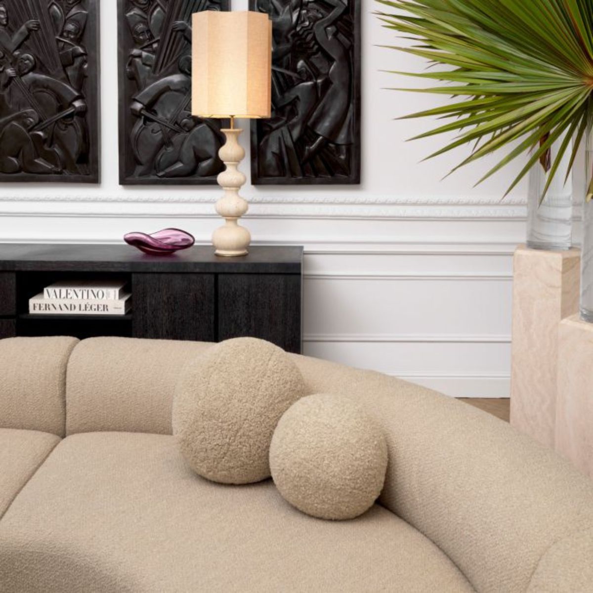 Coussin rond molletonné sable S