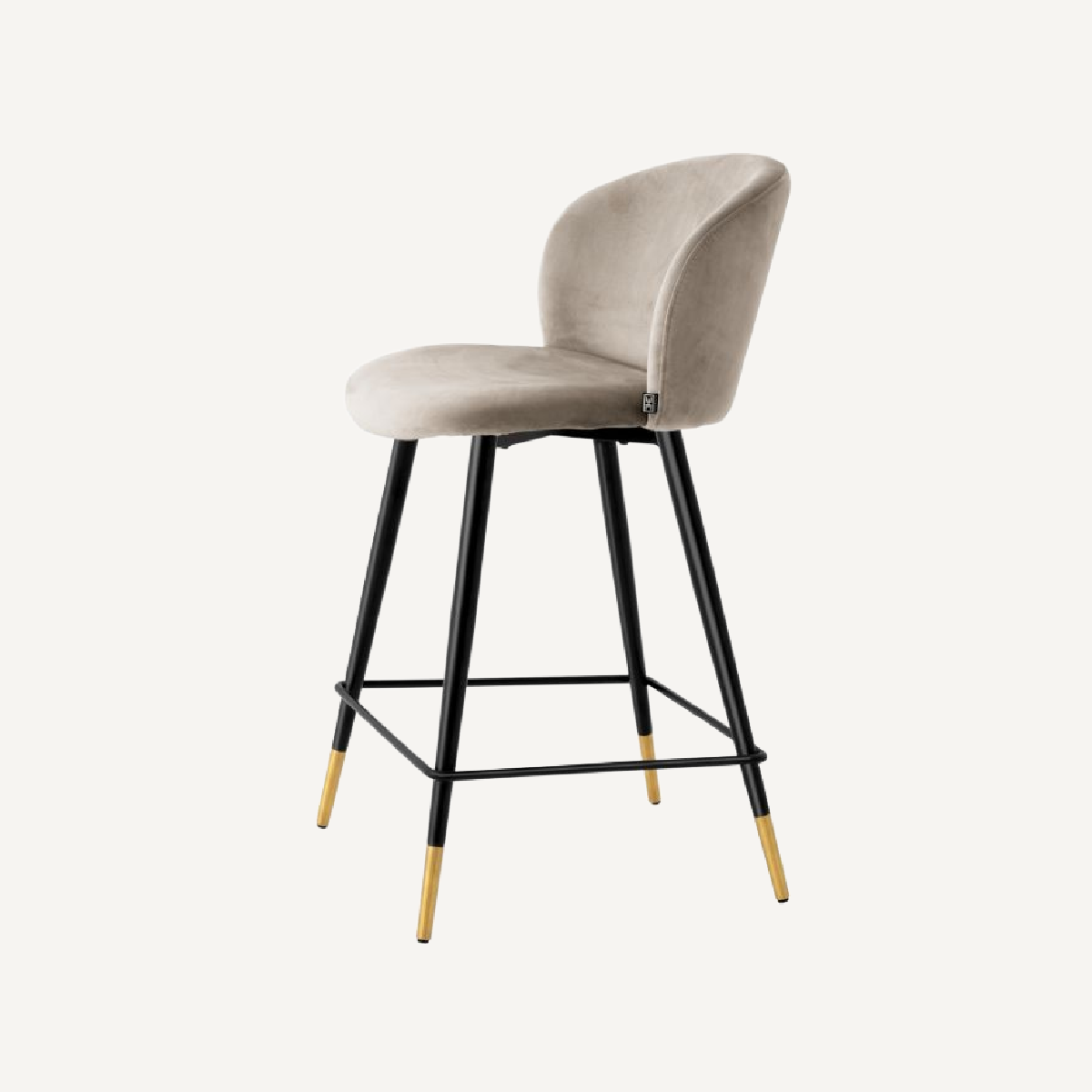 Chaise de comptoir en velours beige