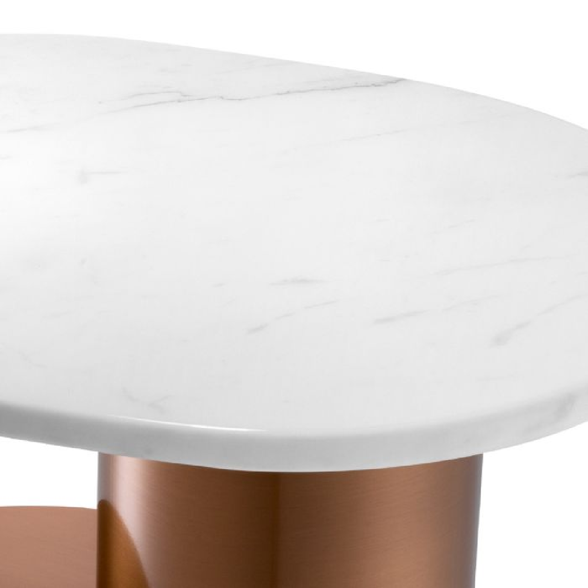 Table d'appoint cuivrée en marbre blanc