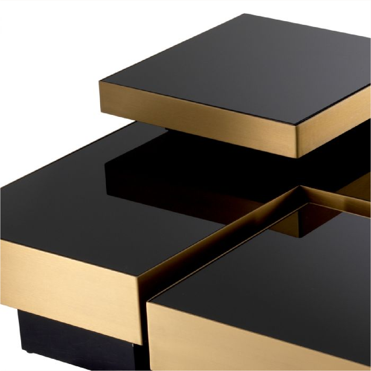 Table basse dorée en verre noir (lot de 4)