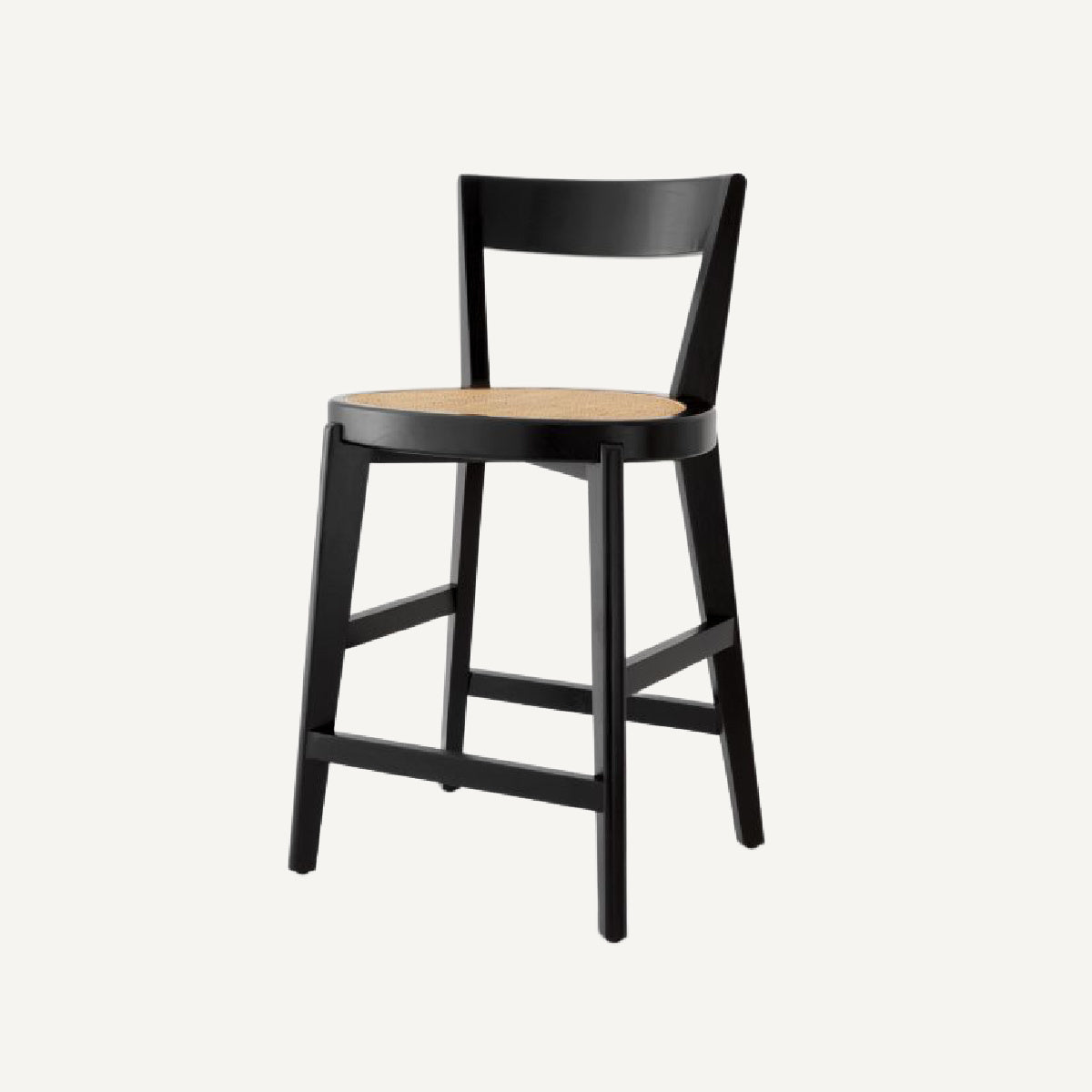 Chaise de comptoir noire en rotin