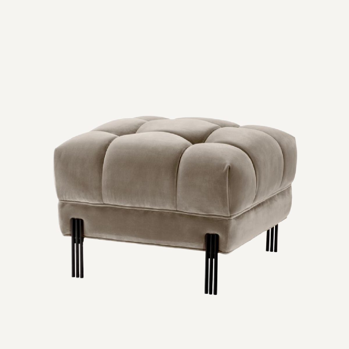 Pouf en velours greige