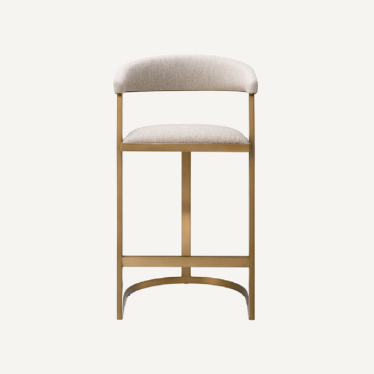 Chaise de comptoir en tissu blanc écru