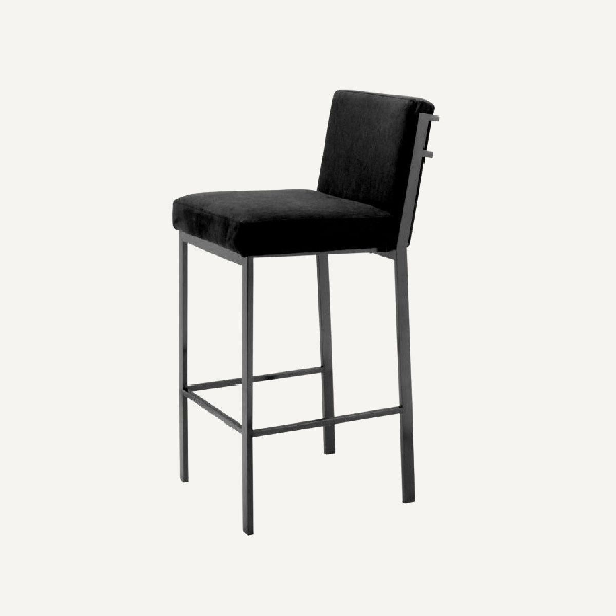 Chaise de bar en bronze et velours noir