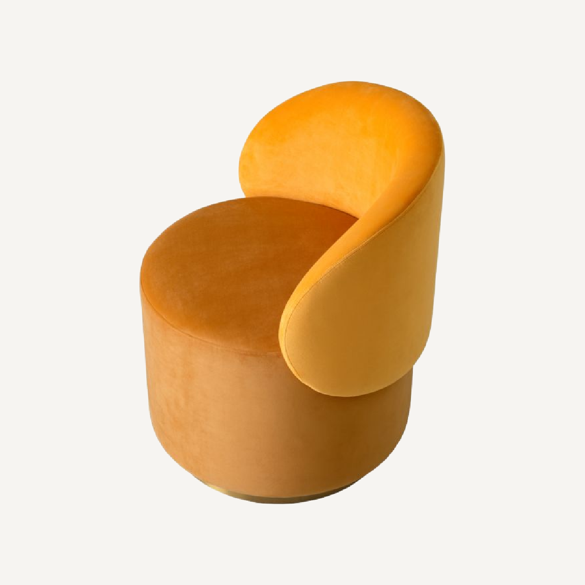 Chaise basse en velours jaune