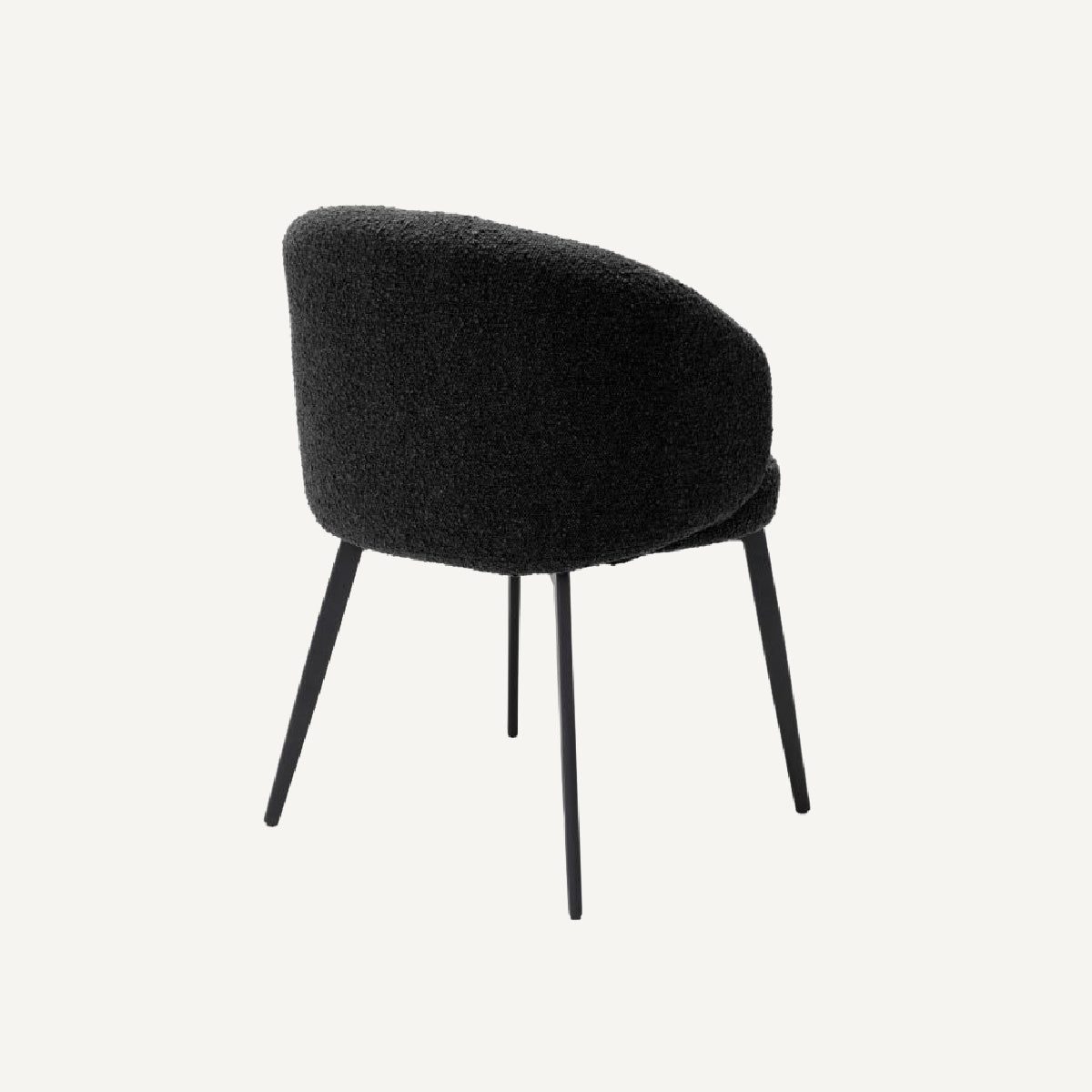Chaise de salle à manger avec accoudoirs bouclé noir (lot de 2)