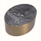 Table d'appoint ovale dorée en marbre gris