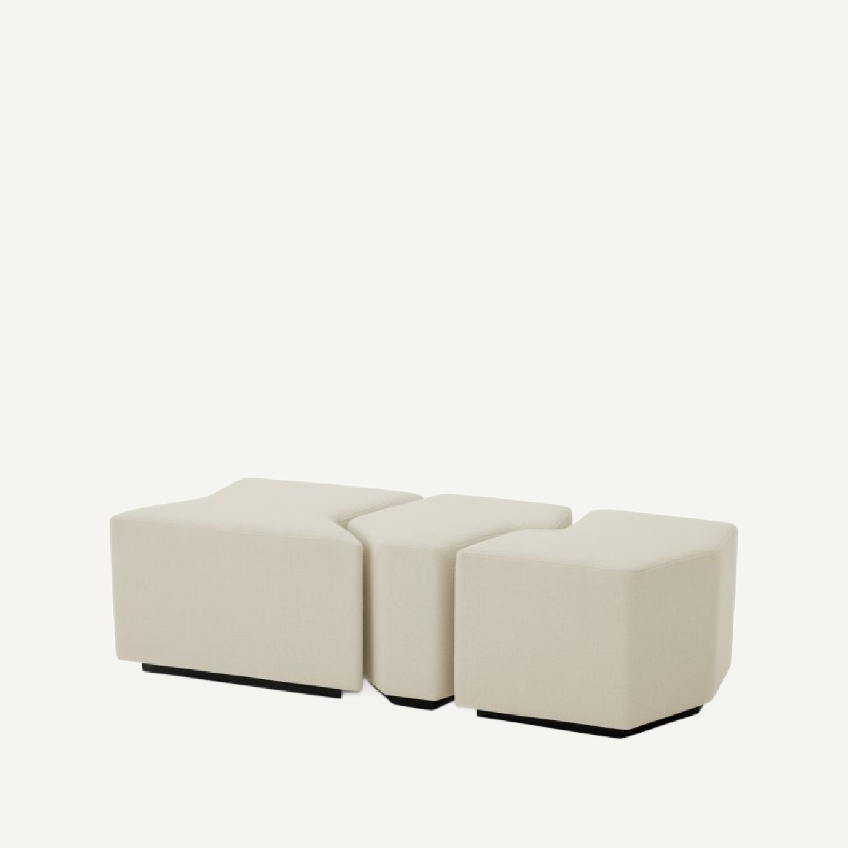Pouf en tissu crème (lot de 3)