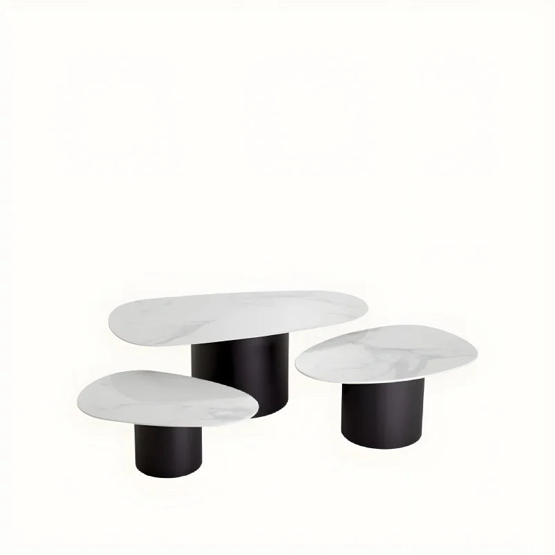 Table basse en céramique blanche (lot de 3)