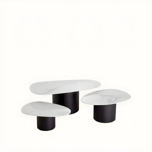 Table basse en céramique blanche (lot de 3)