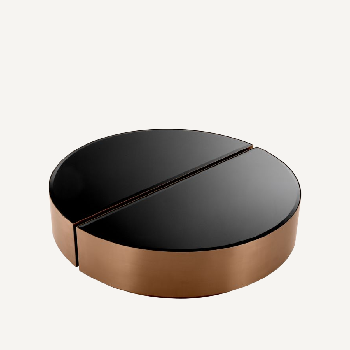 Table basse cuivrée en verre noir (lot de 2)