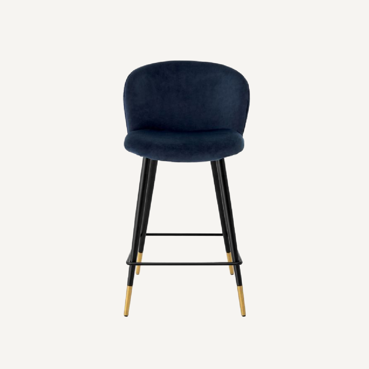 Chaise de comptoir en velours bleu nuit
