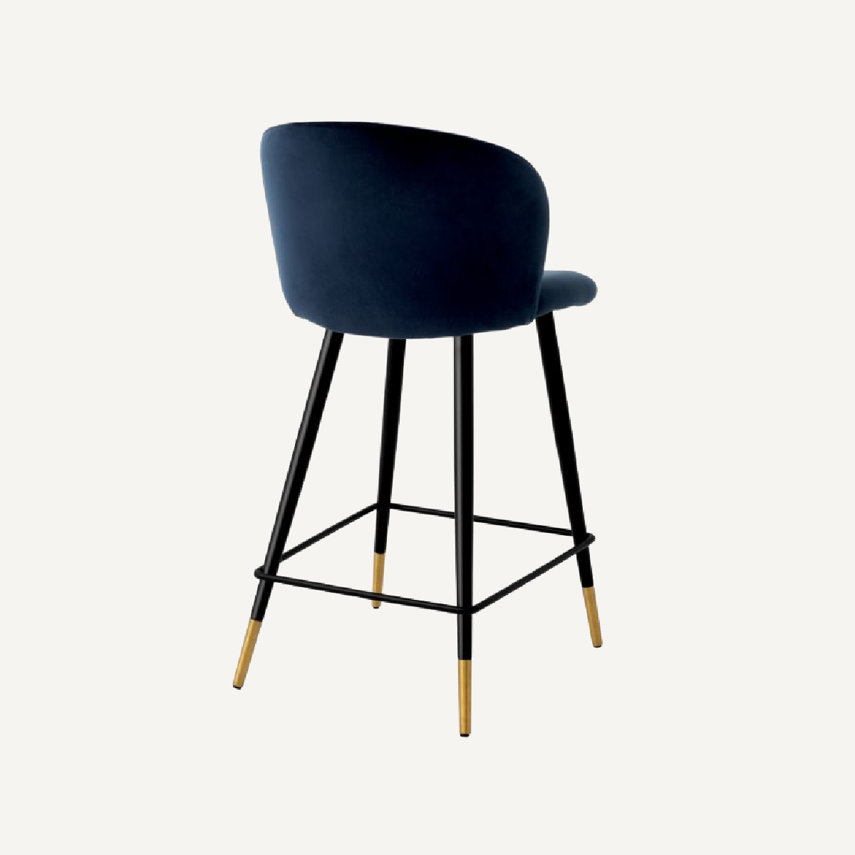 Chaise de comptoir en velours bleu nuit