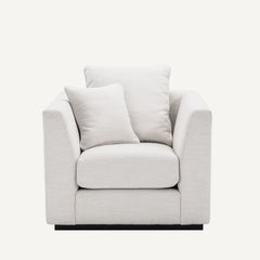 White Fabric Armchair Upholstered Chair Comfortable Living Room Seat