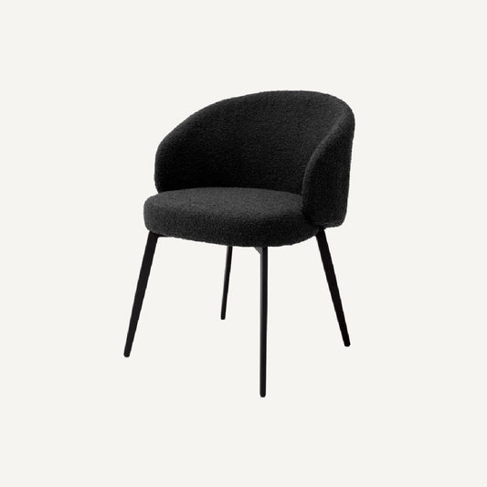 Chaise de salle à manger avec accoudoirs bouclé noir (lot de 2)