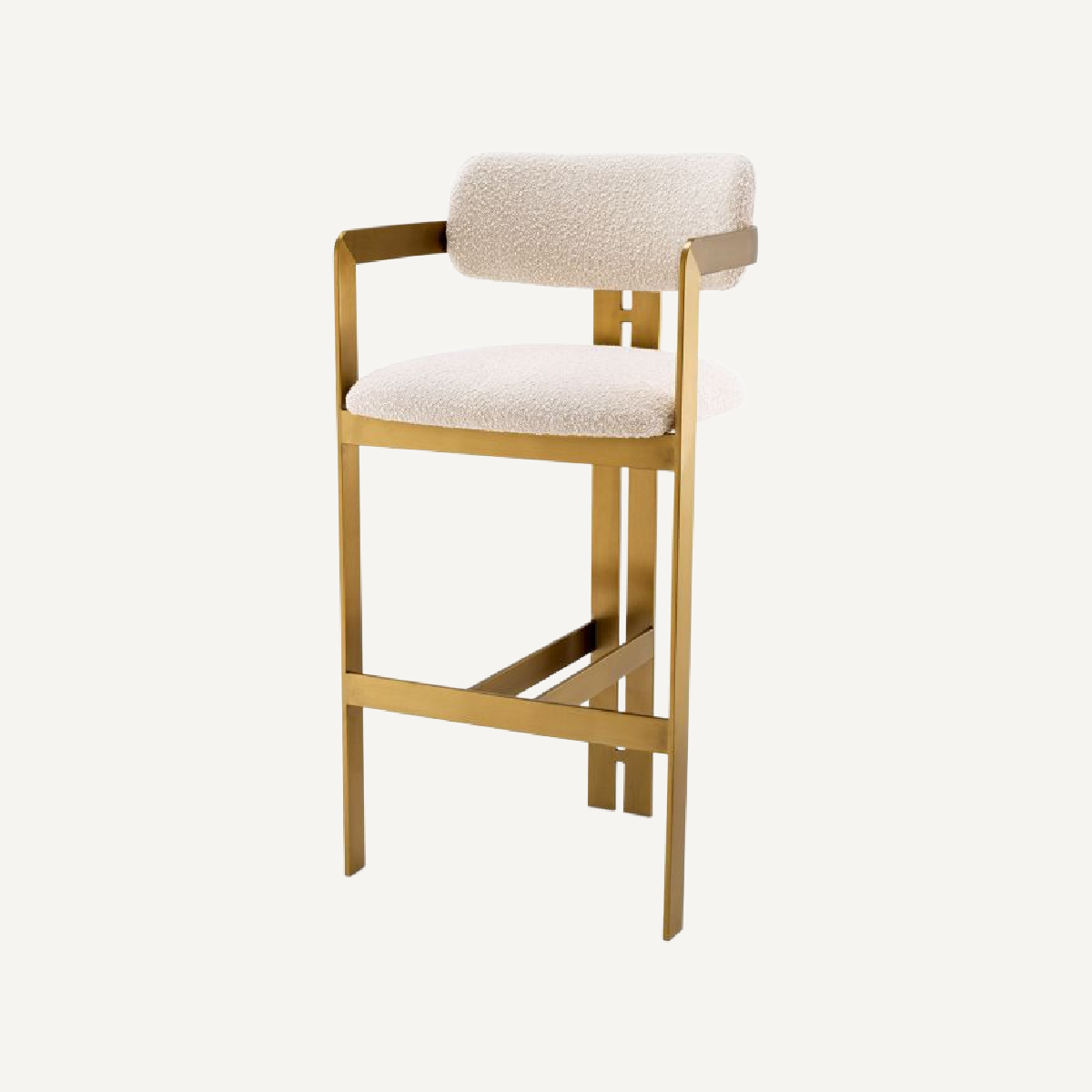 Chaise de bar dorée bouclé crème