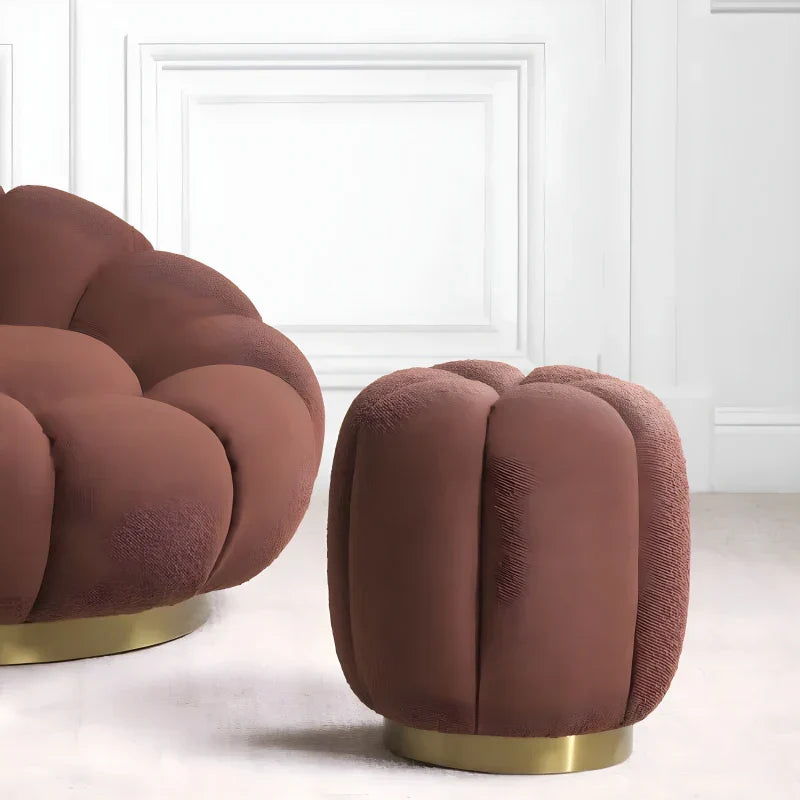 Pouf bouclé rouge