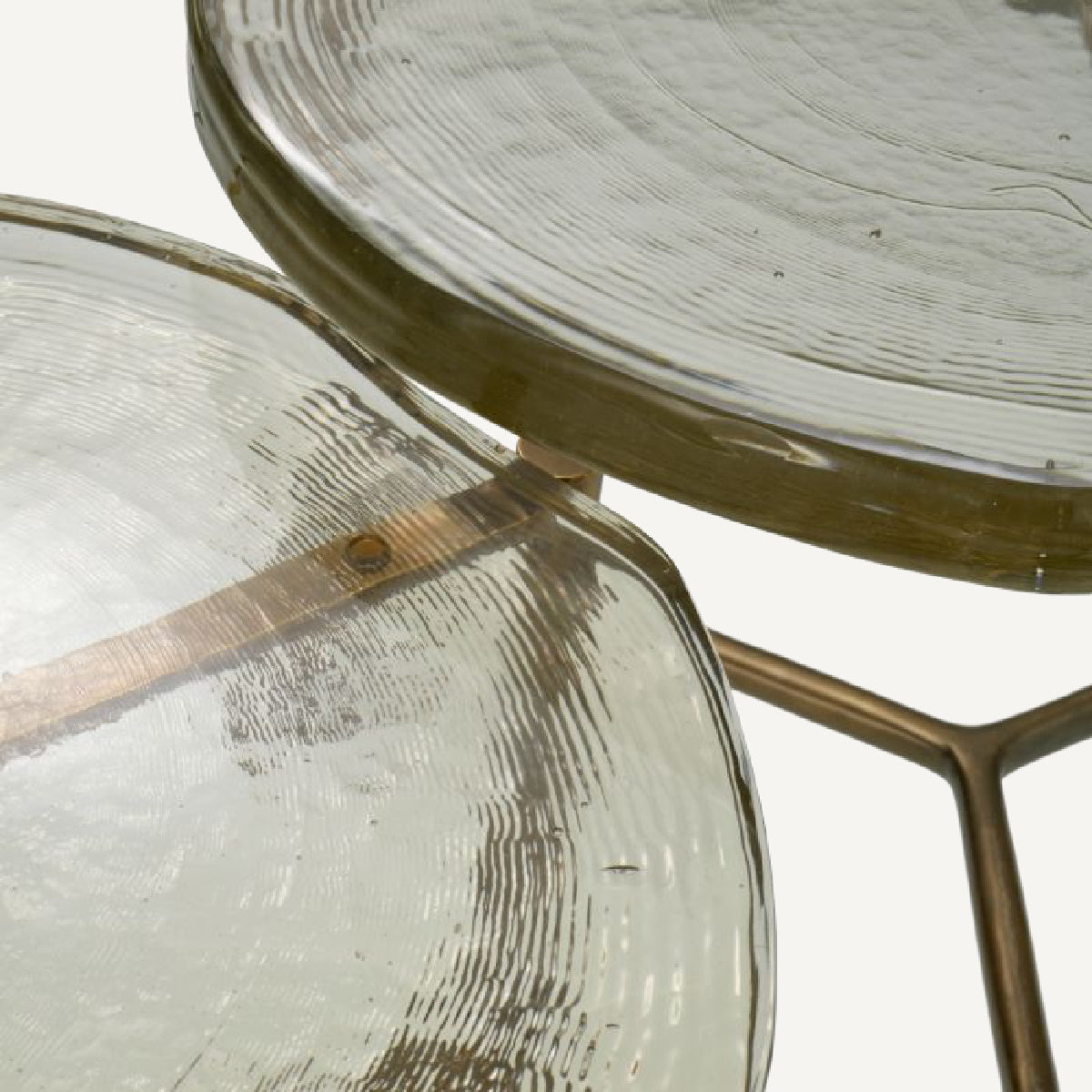 Table basse dorée en verre soufflé (lot de 3)