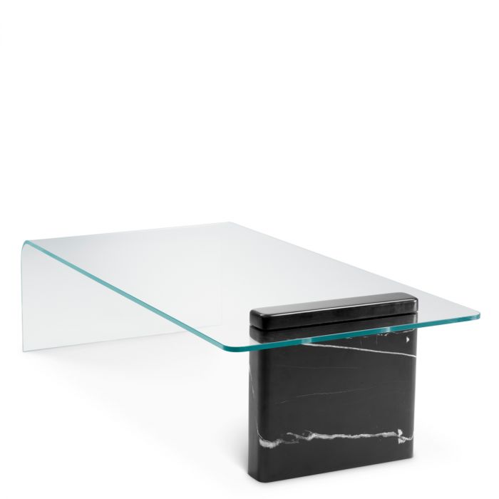 Table basse en marbre noir et verre transparent