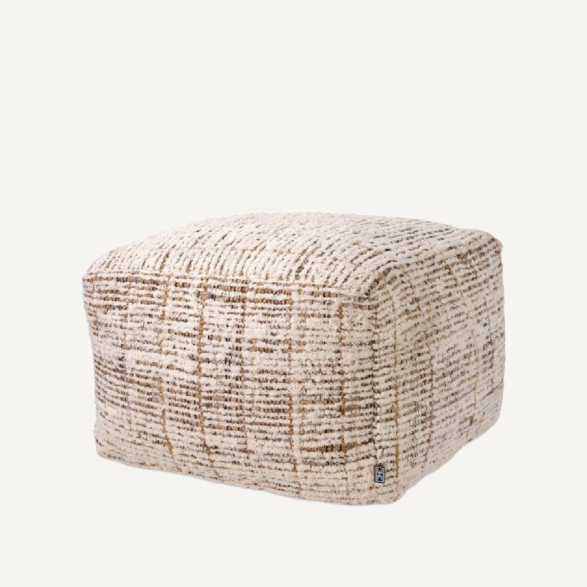 Pouf en tissu ivoire/marron