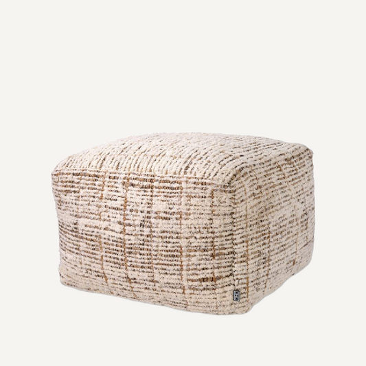 Pouf en tissu ivoire/marron