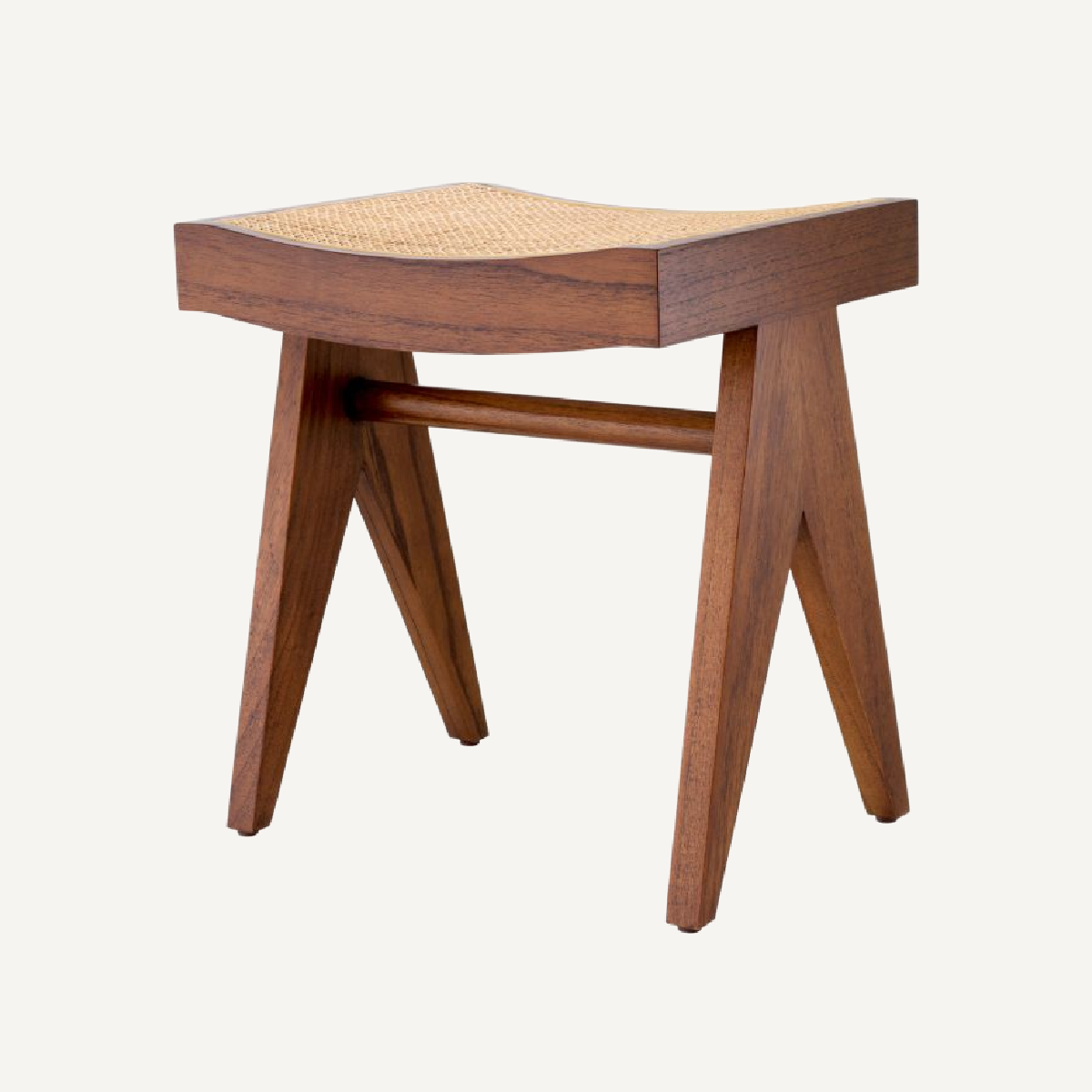 Pouf en rotin et bois marron