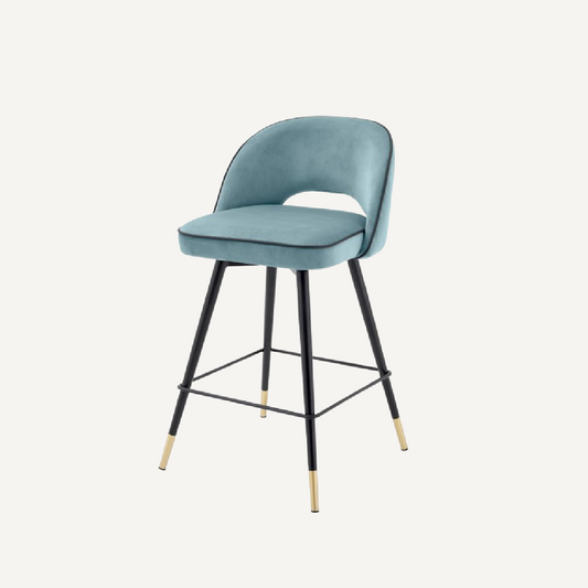 Chaise de comptoir en velours bleu (lot de 2)