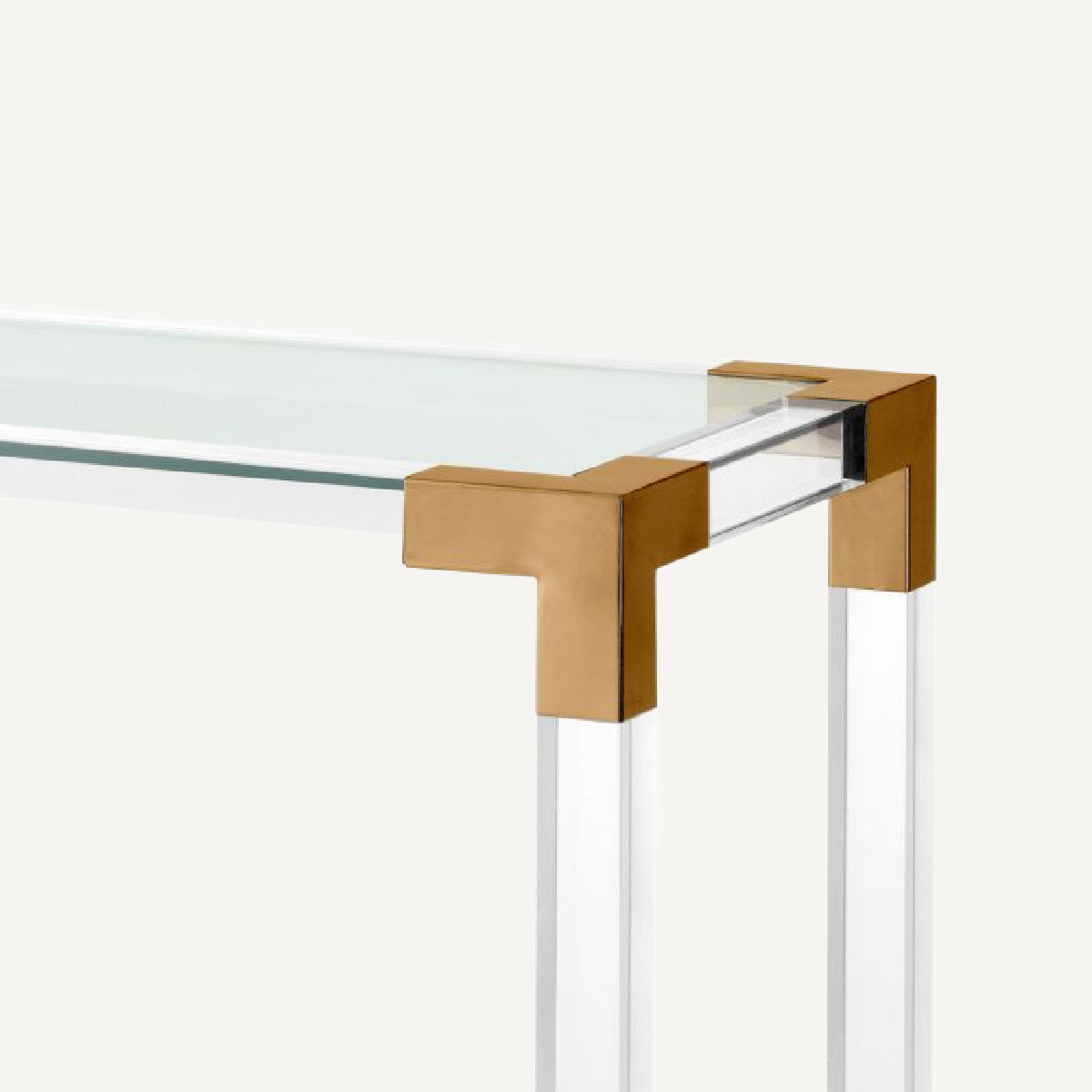 Console dorée en verre