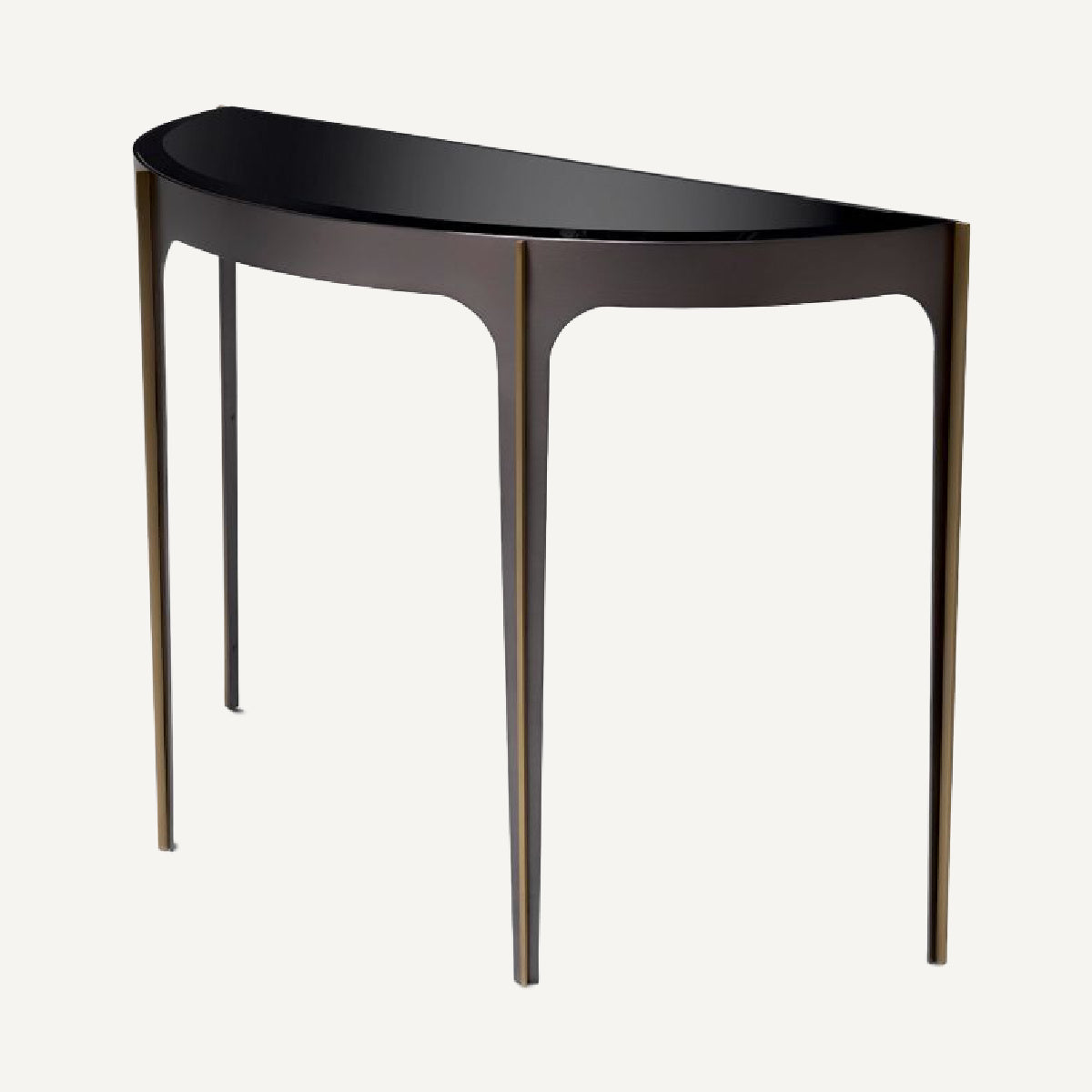Console en bronze et verre noir