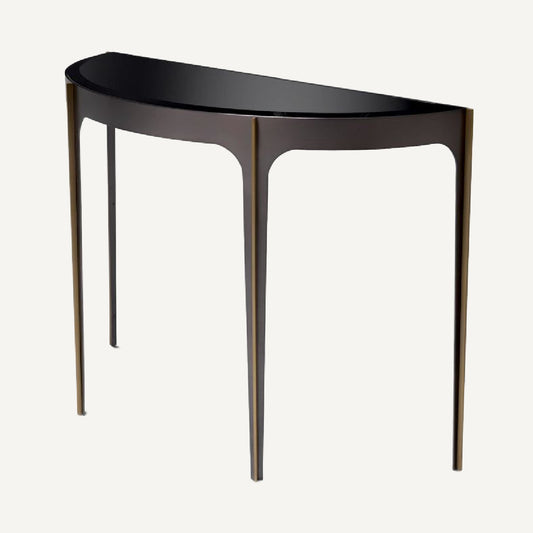 Console en bronze et verre noir