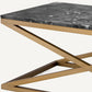 Table basse dorée en marbre gris Cross