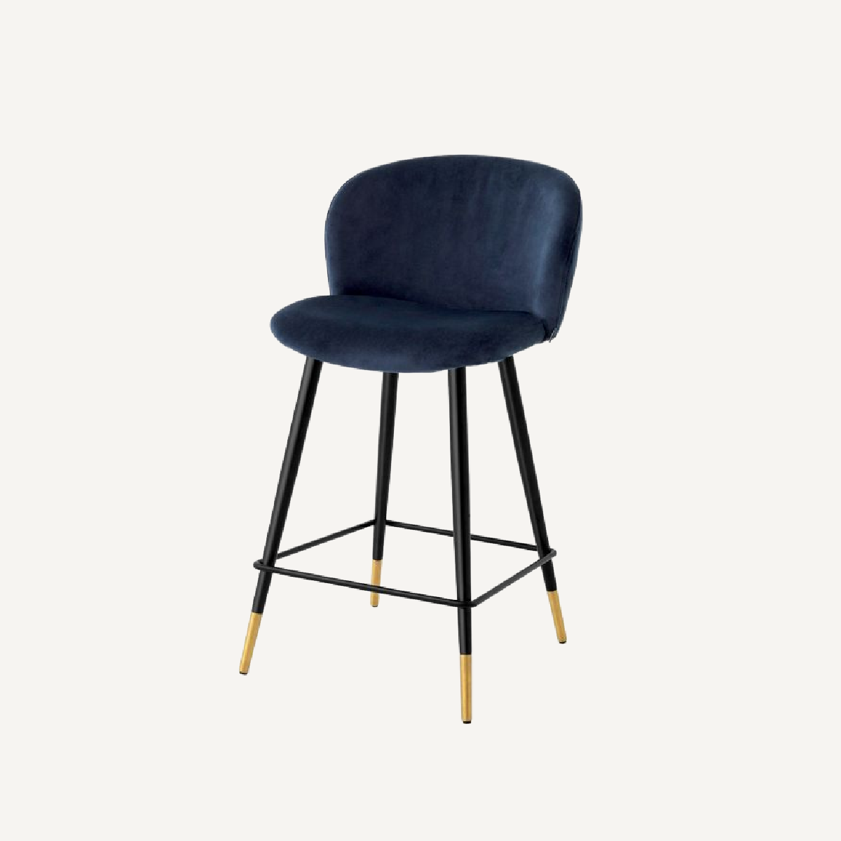 Chaise de comptoir en velours bleu nuit