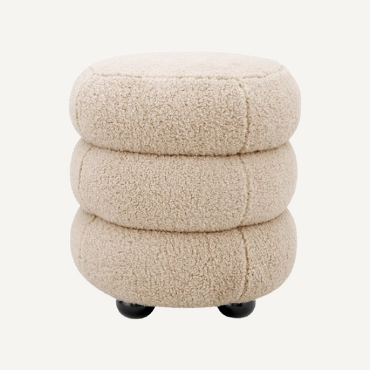 Pouf molletonné crème