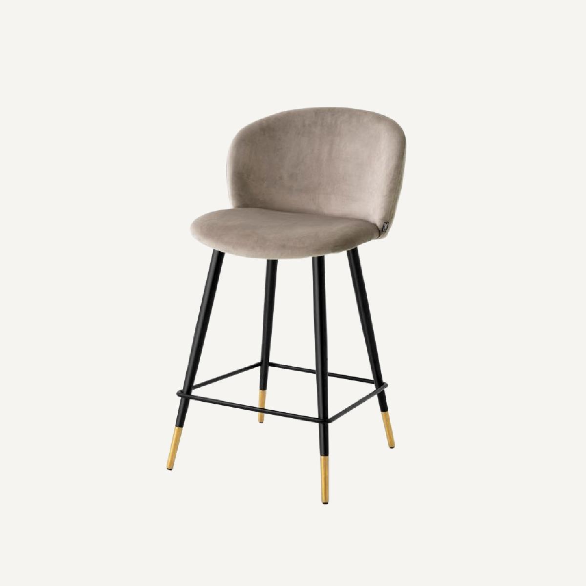 Chaise de comptoir en velours beige