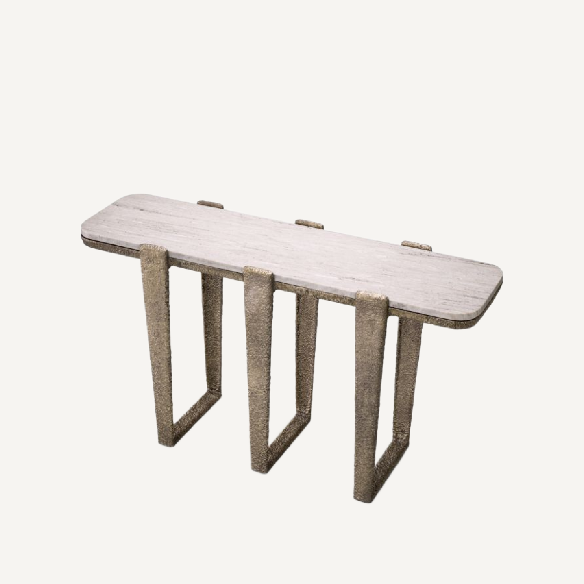 Console dorée en marbre beige