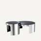Table basse argentée en verre noir (lot de 2)